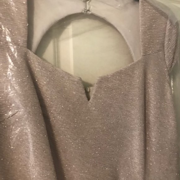 Marina Dresses Womens Plus Size 20 W Champagne Metallic Wedding Formal Dress - Picture 3 of 10